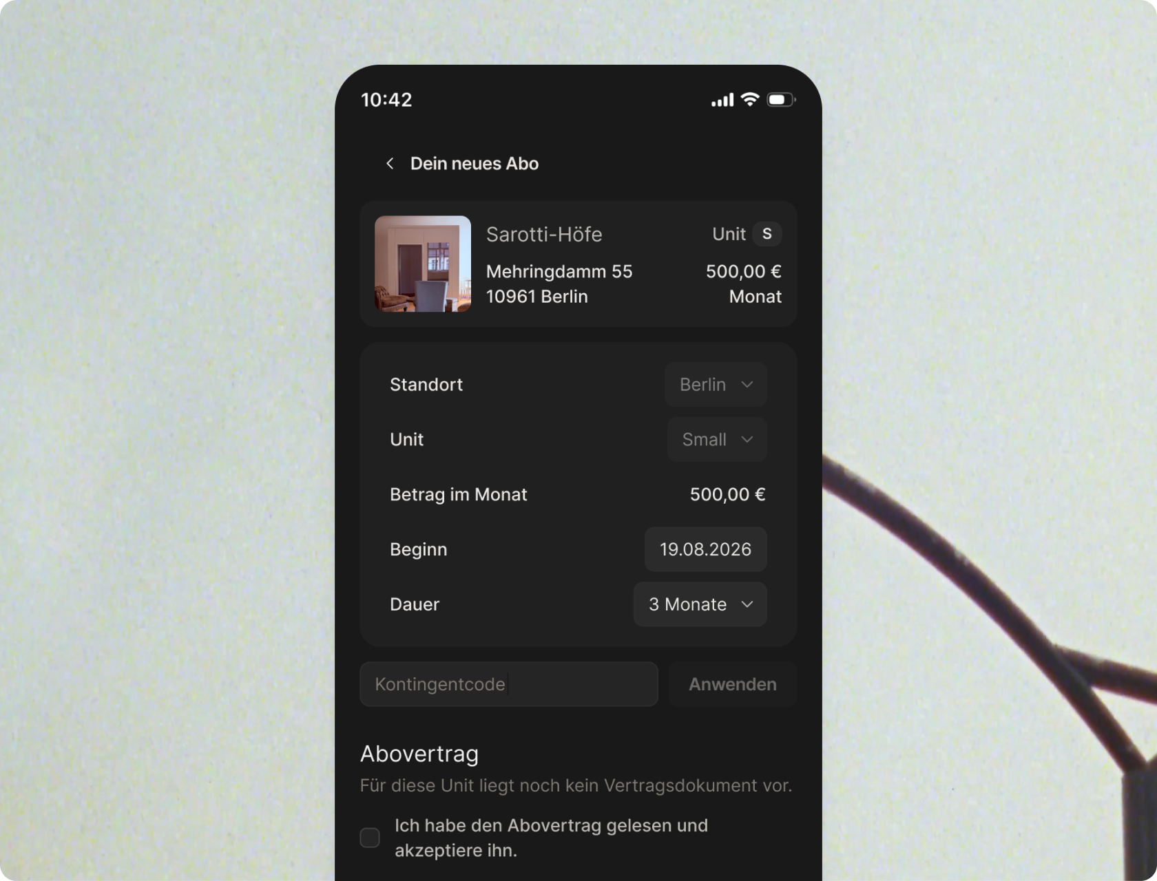 Abo-Übersicht in der Communits App.
